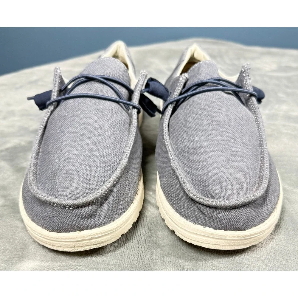Hey Dude Wendy Chambray Shoes Womens 9 Gray Slip On Casual Loafer